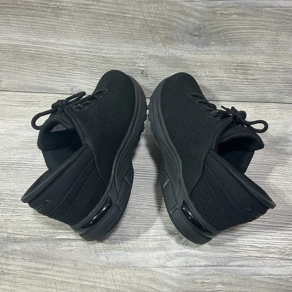 Zeba Shoes Men's 10.5W Wide Hands Free Lace Up Casual Walking Sneakers Black